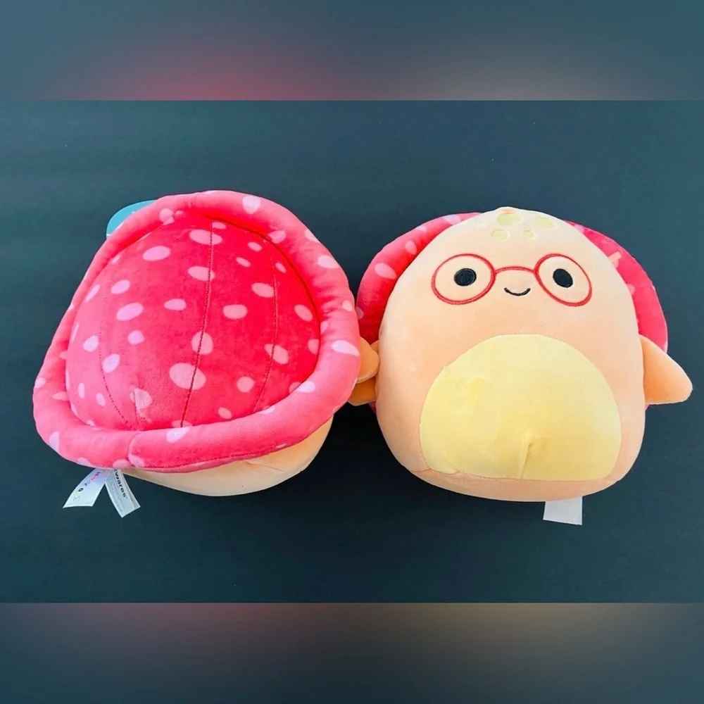 Squishmallows Peach & Yellow Plush Pair with Pink Polka- Dot Backing